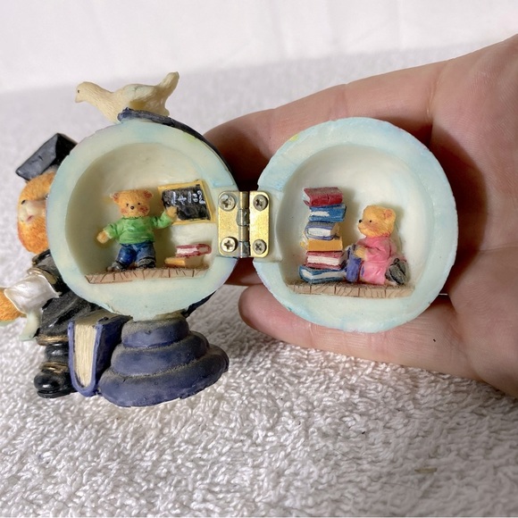 Vintage Graduation Teddy Bear & Globe Figurine Collectible - Picture 2 of 10